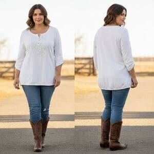 1495 - Ruffhewn White with Crochet Bib - NWT - 2x